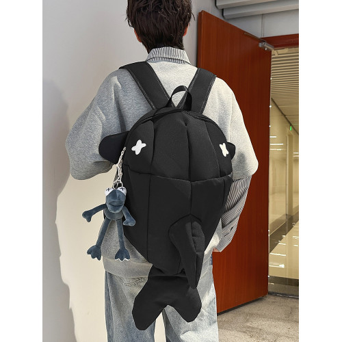 鯊魚雙肩包男設計感小衆個性醜萌騎行鯨魚後後背包學生創意搞怪書包女