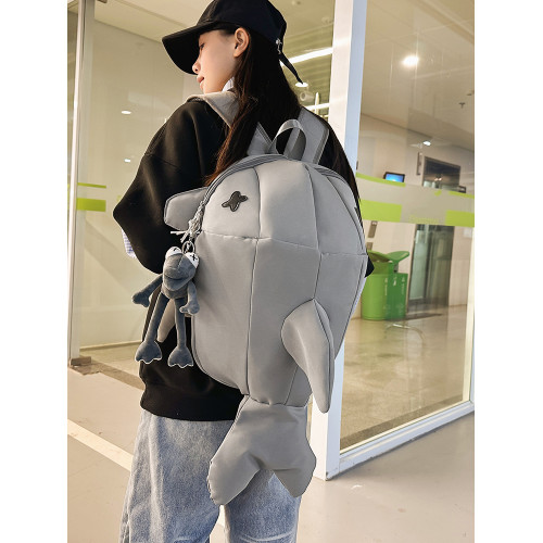 鯊魚雙肩包男設計感小衆個性醜萌騎行鯨魚後後背包學生創意搞怪書包女