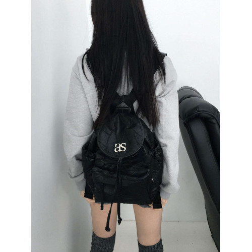 韓國ason小衆潮牌黑色稜格紋雙肩包輕便旅遊後後背包大容量通勤包