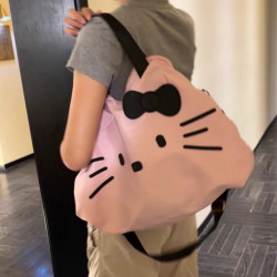 可愛小貓貓旅行包少女心大容量行李袋包外出旅遊運動手提包斜後後背包