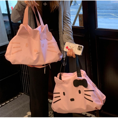 可愛小貓貓旅行包少女心大容量行李袋包外出旅遊運動手提包斜後後背包