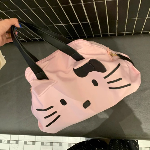 可愛小貓貓旅行包少女心大容量行李袋包外出旅遊運動手提包斜後後背包