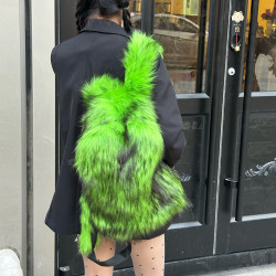 ins書包皮草雙肩包女毛毛包2025新款百搭旅行毛絨後後背包L