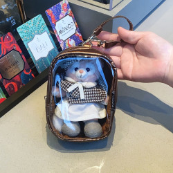 日系卡通狗狗透明娃娃痛包多功能可掛化妝包耳機充電器拉鍊收納包