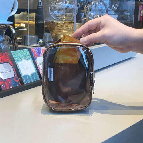 日系卡通狗狗透明娃娃痛包多功能可掛化妝包耳機充電器拉鍊收納包