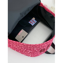 自製徽章貼豹紋書包土酷ins小衆設計少女後後背包女大學生旅行雙肩包