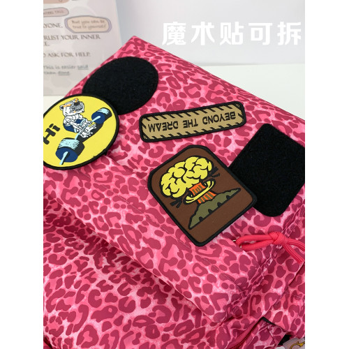 自製徽章貼豹紋書包土酷ins小衆設計少女後後背包女大學生旅行雙肩包