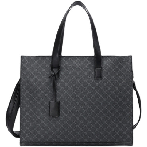 手提包橫款復古花紋托特包韓版男包潮流單肩包百搭斜背文件電腦包