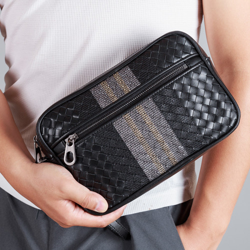 手包男真皮男士手拿包編織男包2021新款頭層牛皮軟青年休閒手抓包