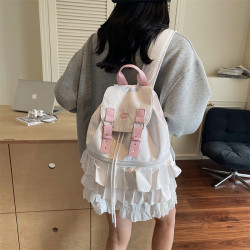 裙邊波點芭蕾風雙肩包女2026新款旅遊度假高顔值大容量帆布包書包