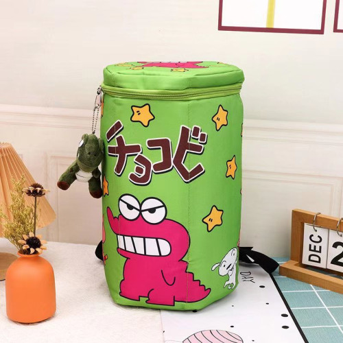 umis萬物後後背包可萌書包蠟筆小新鱷魚雙肩包頂開拉鍊可愛餅乾收納桶