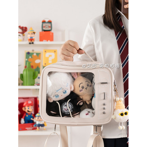 原創日系輕便娃包20cm小衆單肩包辣妹痛包可愛復古風電視機雙肩包