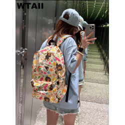 BEAD BABY 可愛卡通小猴子雙肩包印花大容量後後背包塗鴉學生書包大號