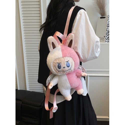 拉布布小書包兒童上學卡通可愛毛絨玩偶後後背包labubu公仔出行雙肩包 拉布布小書包兒童上學卡通可愛毛絨玩偶後後背包labubu公仔出行雙肩包