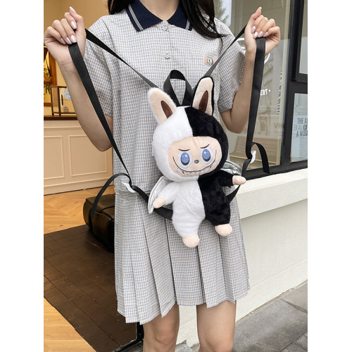 拉布布小書包兒童上學卡通可愛毛絨玩偶後後背包labubu公仔出行雙肩包 拉布布小書包兒童上學卡通可愛毛絨玩偶後後背包labubu公仔出行雙肩包