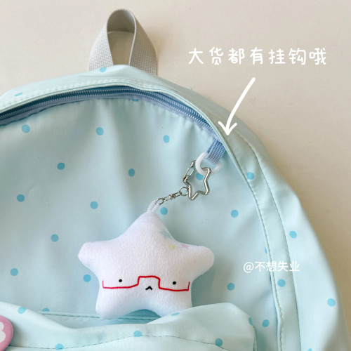 不想失業藍色波點痛包雙肩後後背包古早味書包小食量痛層百搭日系書包