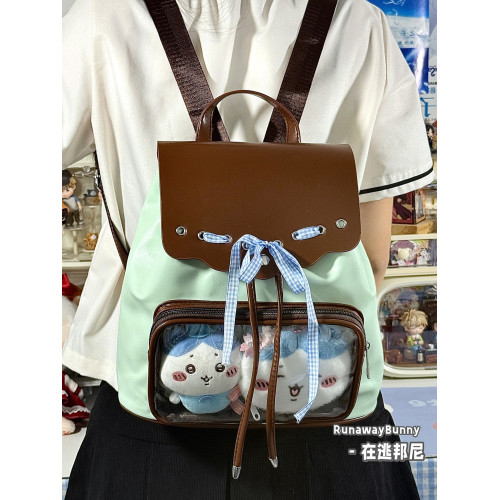 薄荷綠雙肩後後背包二次元10cm娃包外出遊玩高顔值透明痛包美拉德書包