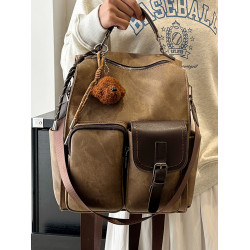 休閒百搭旅遊復古新款ins大容量韓版皮質通勤2025秋季女式雙肩包