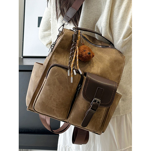 休閒百搭旅遊復古新款ins大容量韓版皮質通勤2025秋季女式雙肩包