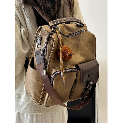 休閒百搭旅遊復古新款ins大容量韓版皮質通勤2025秋季女式雙肩包