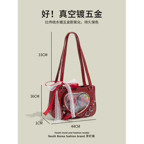 洋叮貓正品設計愛心紅色痛包女小食量穀子吧唧辣妹百搭日常腋下包