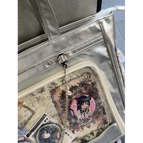 斯莫爾銀色絲帶痛包托特包女大容量通勤小衆設計學院風單肩手提包