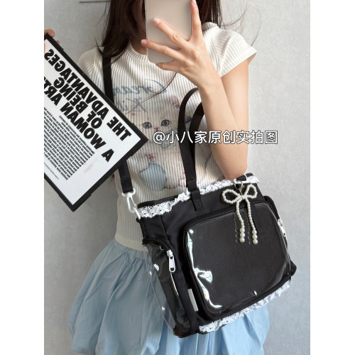 二次元學生黨絲帶痛包斜後後背包女學生上課旅遊出行通勤大容量單肩包