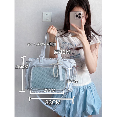 二次元學生黨絲帶痛包斜後後背包女學生上課旅遊出行通勤大容量單肩包