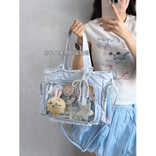 二次元學生黨絲帶痛包斜後後背包女學生上課旅遊出行通勤大容量單肩包