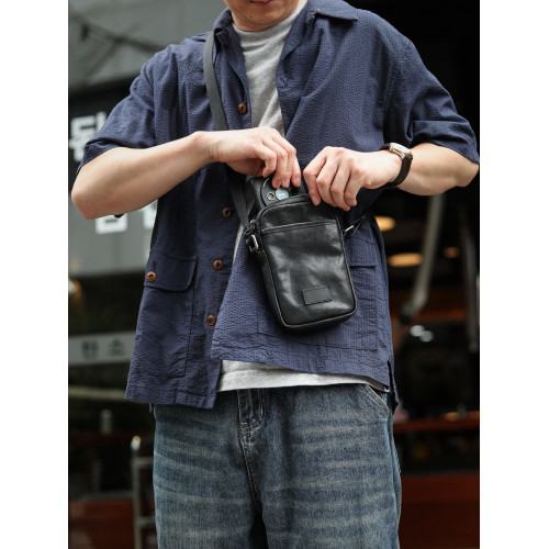 佐也原創男士迷你小包真皮隨身手機包夏天休閒小後後背包單肩斜後後背包潮