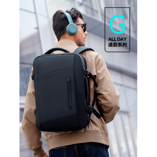 馬可·萊登可擴容雙肩後後背包男士大容量出差旅行包17.3筆記型電腦包