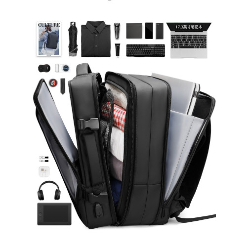 馬可·萊登可擴容雙肩後後背包男士大容量出差旅行包17.3筆記型電腦包