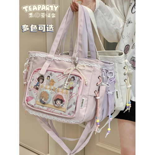 學院風少女痛包斜後後背包大容量穀子單肩包大食量透明吧唧紥板托特包 學院風少女痛包斜後後背包大容量穀子單肩包大食量透明吧唧紥板托特包