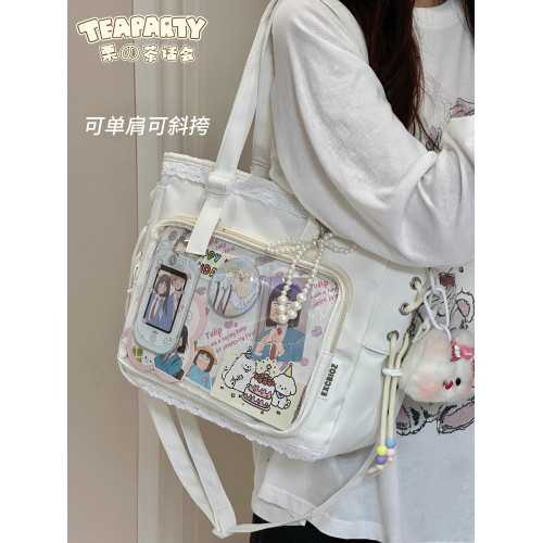 學院風少女痛包斜後後背包大容量穀子單肩包大食量透明吧唧紥板托特包 學院風少女痛包斜後後背包大容量穀子單肩包大食量透明吧唧紥板托特包