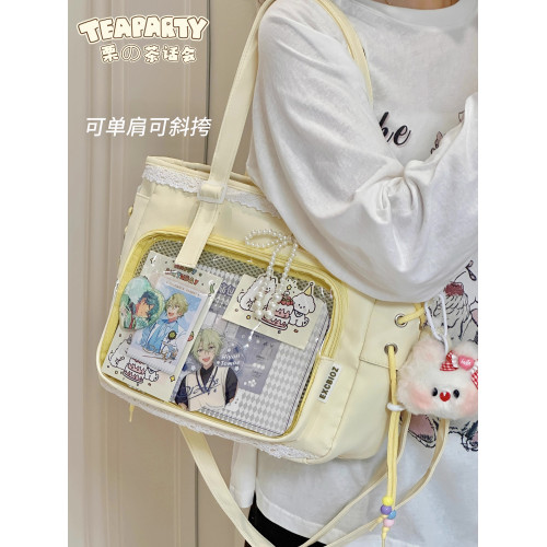 學院風少女痛包斜後後背包大容量穀子單肩包大食量透明吧唧紥板托特包 學院風少女痛包斜後後背包大容量穀子單肩包大食量透明吧唧紥板托特包