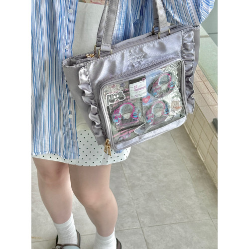 Baachoo原創 花邊通勤緞面托特花園痛包中食量娃包單肩包