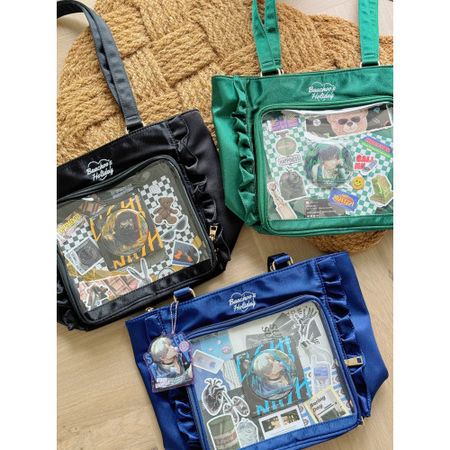 Baachoo原創 花邊通勤緞面托特花園痛包中食量娃包單肩包