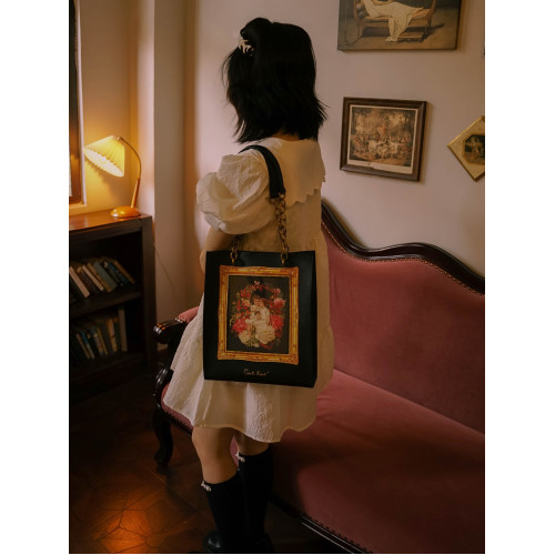 少女心球原創正版油畫文藝復古痛大容量通勤百搭高級感托特單肩包