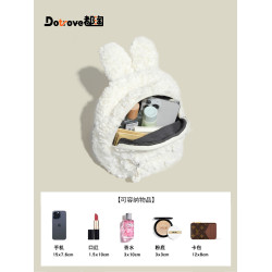 都淘超萌可愛毛絨兔子雙肩包女2026新款春夏毛茸茸超火百搭小後後背包