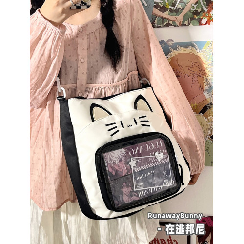 小食量基礎款痛包可愛貓咪穀子展示包甜妹單肩斜背二次元JK透明包