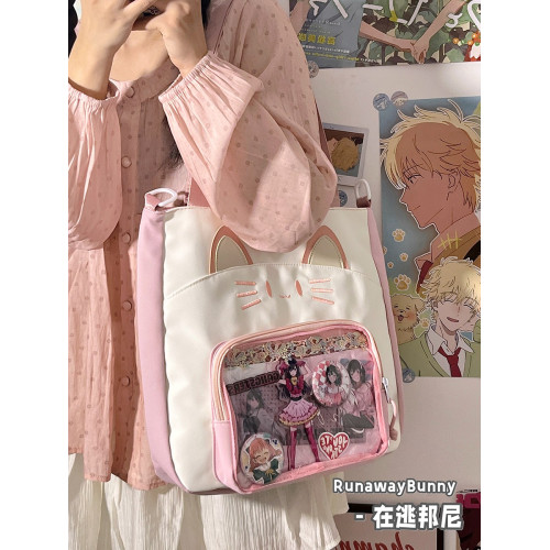 小食量基礎款痛包可愛貓咪穀子展示包甜妹單肩斜背二次元JK透明包