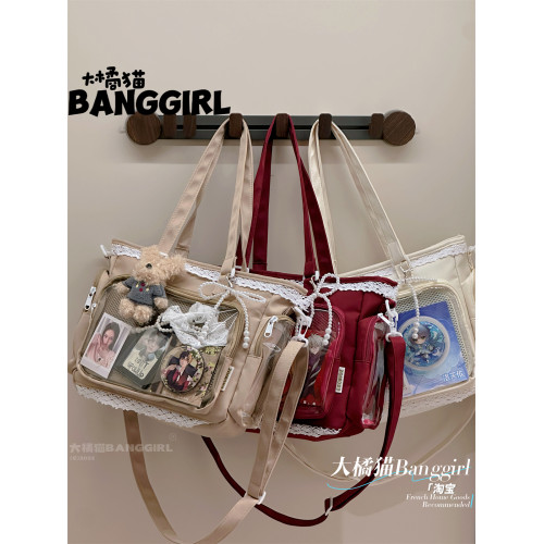 2026新款二次元痛包斜後後背包大容量托特包娃包單肩包透明吧唧痛包女