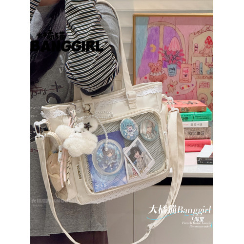 2026新款二次元痛包斜後後背包大容量托特包娃包單肩包透明吧唧痛包女