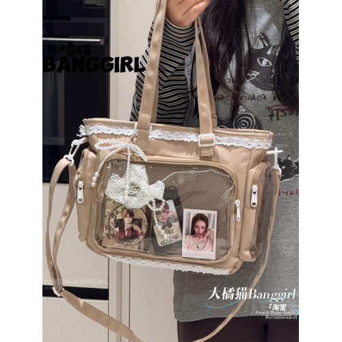 2026新款二次元痛包斜後後背包大容量托特包娃包單肩包透明吧唧痛包女