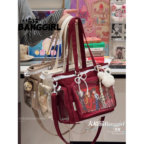 2026新款二次元痛包斜後後背包大容量托特包娃包單肩包透明吧唧痛包女