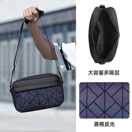 單肩包百搭新款出品男士大容量斜後後背包感男款防水皮膜挎包