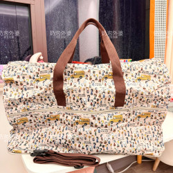 日系新款史盧比可折曡旅行袋卡通休閒手提包百搭單肩包衣服收納包