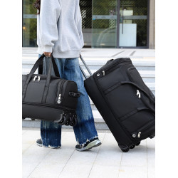 2025新款拉桿包學生住校旅行行李包大容量可折曡可背帶鞋位手提包