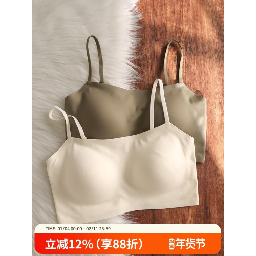 親膚無痕舒適內衣女薄款小胸聚攏吊帶抹胸無鋼圈運動文胸罩打底