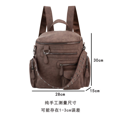 韓系復古雙肩包女大容量旅行通勤學生後後背包磨砂絨面單肩機車ins風